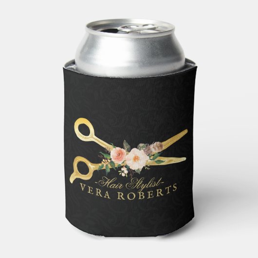 美容師高級金ゴールドはさみパーソナライズされた 缶クーラー (缶正面)