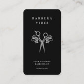 美容師黒銀はさみモダンフローラ 名刺 (正面)