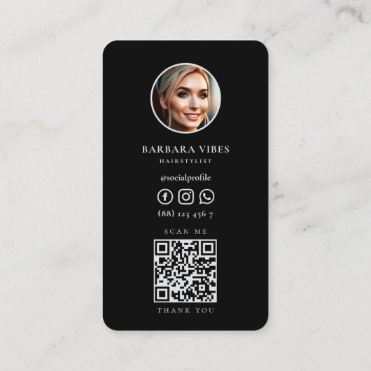 美容師黒銀はさみモダンフローラ 名刺 (裏面)