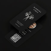 美容師黒銀はさみモダンフローラ 名刺