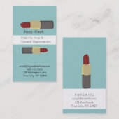 美容師2の口紅の化粧品のメーキャップアーティスト 名刺 (正面/裏面)