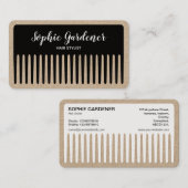 美容師-くし-白黒(Kraft) 名刺 (正面/裏面)