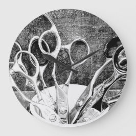 美容師-はさみ-壁時計 ラージ壁時計