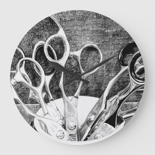美容師-はさみ-壁時計 ラージ壁時計 (正面)