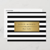 美容師-クラシック白黒ストライプ ポストカード (正面/裏面)