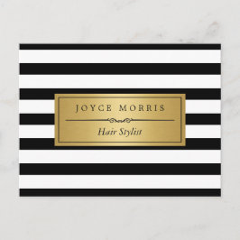美容師-クラシック白黒ストライプ ポストカード