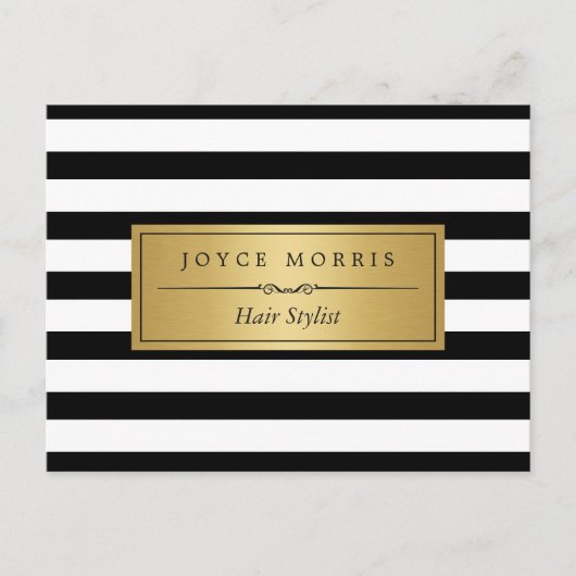 美容師-クラシック白黒ストライプ ポストカード (正面)