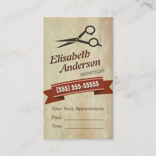 美容師-クリエイティブレトロアポイントメントカード 予約カード (正面)