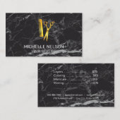 美容師 |ゴールデンシアースコーム |黒い大理石 名刺 (正面/裏面)