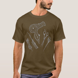 美容師 サロン エプロン ラインストーン ハサミ くし Tシャツ