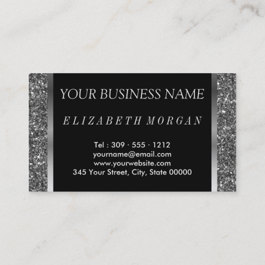 美容師 – シルバーグリッターとダイヤモンド 名刺 (裏面)