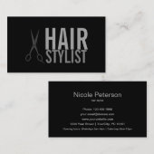 美容師 – シルバーハサミ黒の背景 名刺 (正面/裏面)
