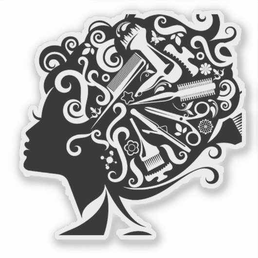 美容師 シール (正面)