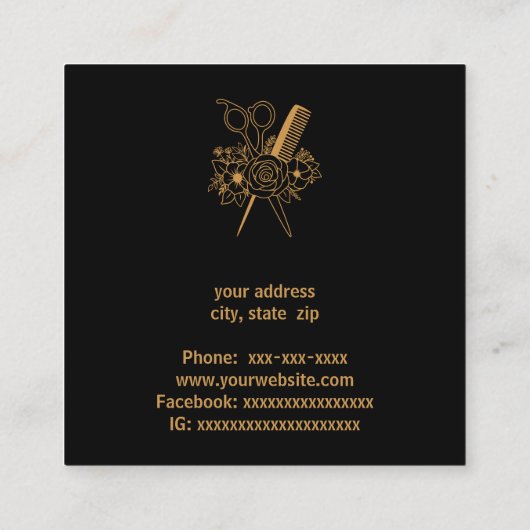 美容師 スクエア名刺 (裏面)