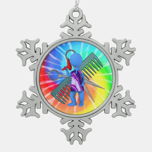 美容師 スノーフレークピューターオーナメント (正面)