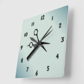 美容師 デザイン 緑 スクエア壁時計 (傾斜)
