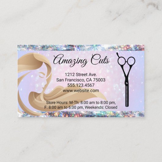 美容師 | ハサミのパンチカード | グリッター《写真》ぼけ味 ロイヤリティカード (裏面)