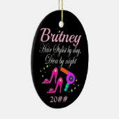 美容師·バイ·デイ·ディヴァ·バイ·ナイパーソナライズされたト セラミックオーナメント (右)