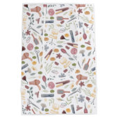 美容師 |パターン |水彩 ミディアムペーパーバッグ (裏面)