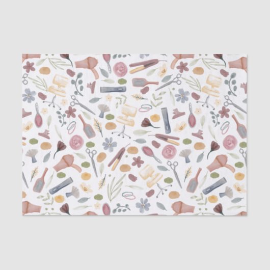 美容師 |パターン |水彩 薄葉紙 (正面)