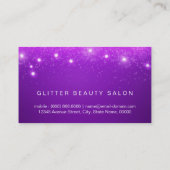 美容師 – パープルスターズグリッター美しいサロン 名刺 (裏面)