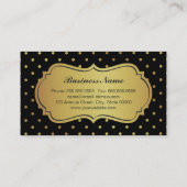 美容師 – ブラックおよび金ゴールドグリッター水玉模様 名刺 (裏面)
