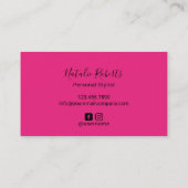 美容師&メイクアップアーティストブラック&ピンクサロン 名刺 (裏面)