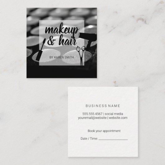 美容師 |メイクアップアーティスト スクエア名刺 (正面/裏面)