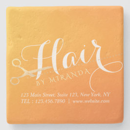 美容師 メイクサロン おしゃれ オレンジ ゴールド はさみ ストーンコースター