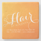 美容師 メイクサロン おしゃれ オレンジ ゴールド ハサミ ストーンコースター (正面)