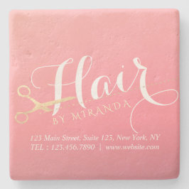 美容師 メイクサロン モダン ピンク ゴールド はさみ ストーンコースター