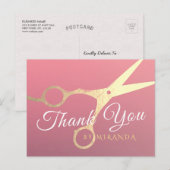 美容師 メイクサロン モダン ピンク ゴールド はさみ ポストカード (正面/裏面)