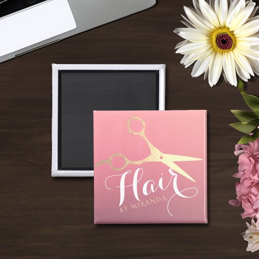 美容師 メイクサロン モダン ピンク ゴールド はさみ マグネット