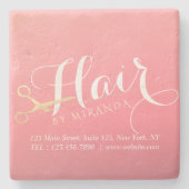 美容師 メイクサロン モダン ピンク ゴールド ハサミ ストーンコースター (正面)