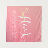 美容師 メイクサロン モダン ピンク ゴールド ハサミ タペストリー (正面(横))