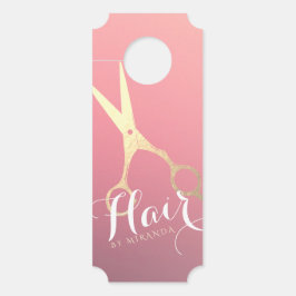 美容師 メイクサロン 現代的なピンクゴールド ハサミ ドアノブサイン