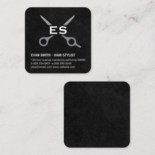美容師 | モノグラム | 理容師 スクエア名刺 (正面/裏面)