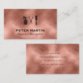 美容師 | ローズゴールドの箔背景 名刺 (正面/裏面)