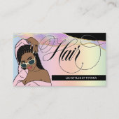 美容師、三つ編み、ロック、サロン、カスタムロゴバス 名刺 (正面)