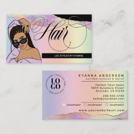 美容師、三つ編み、ロック、サロン、カスタムロゴ 名刺