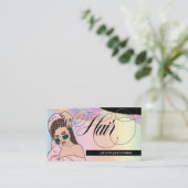 美容師、三つ編み、ロック、サロン、カスタムロゴ 名刺 (スタンド正面)