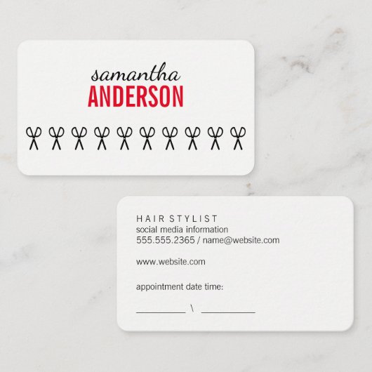美容師 予約カード (正面/裏面)