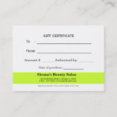 美容師 割引カード (裏面)