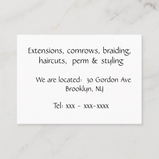 美容師 名刺 (裏面)