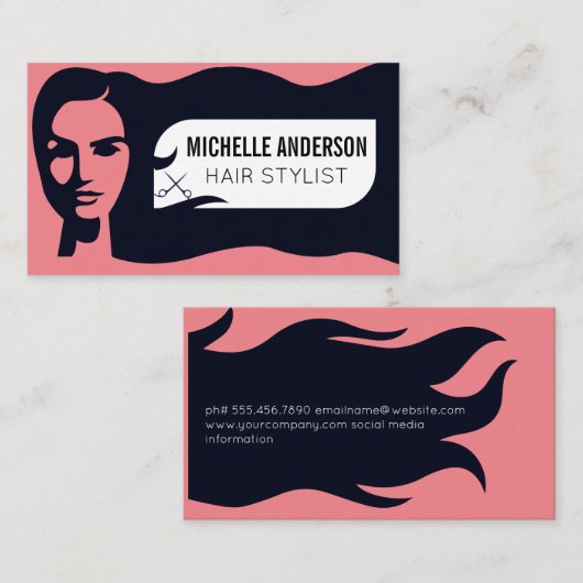 美容師 |女性美しい名刺 名刺 (正面/裏面)