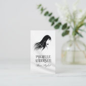 美容師 |流れる黒い髪 名刺 (スタンド正面)