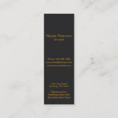 美容師-灰色の背景が付いている金ゴールドのはさみ スキニー名刺 (裏面)