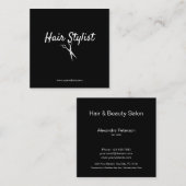 美容師-白黒はさみ スクエア名刺 (正面/裏面)