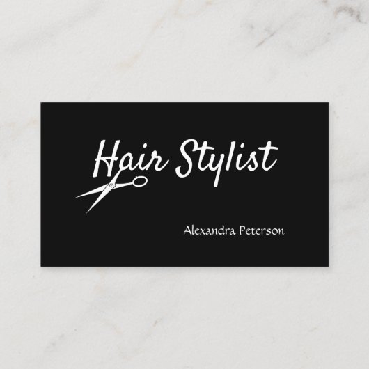 美容師-白黒はさみ 名刺 (正面)