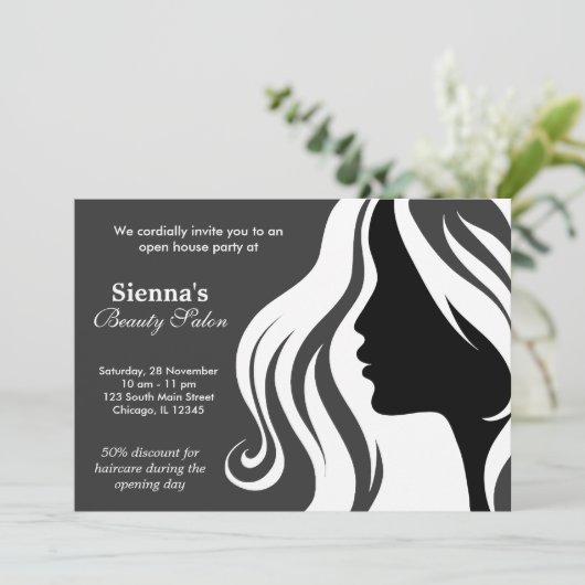 美容師（白） 招待状 (スタンド正面)